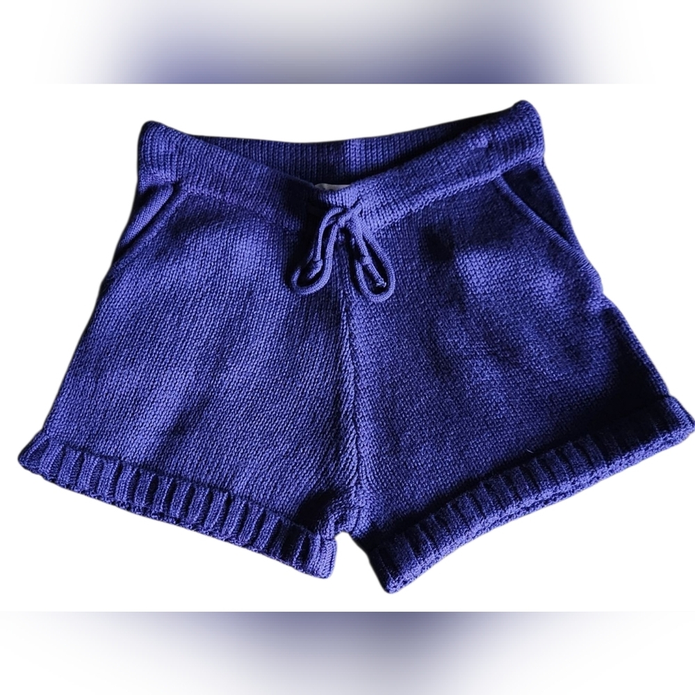525 America High Waist Knit Shorts in Deep Blue Sz Xs
